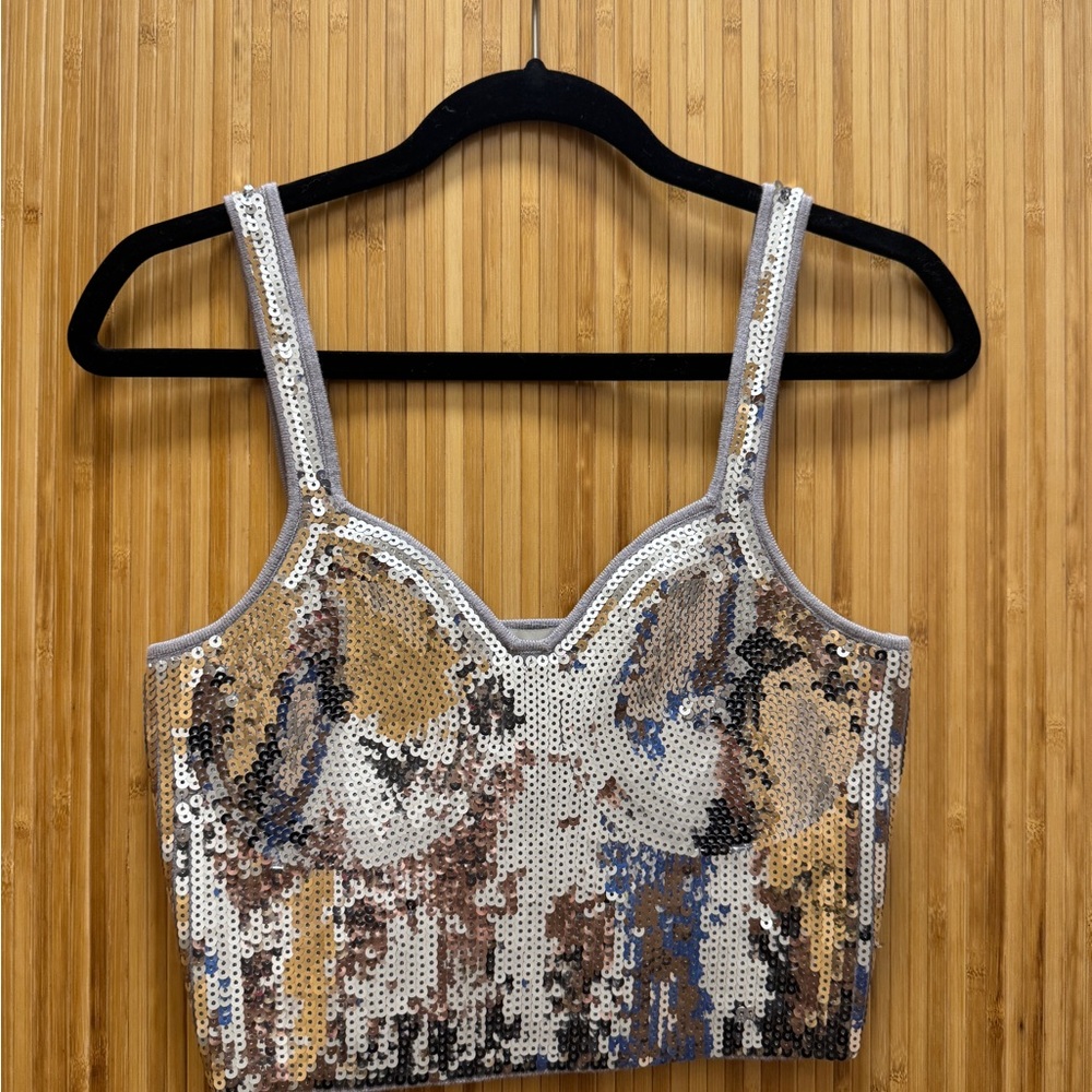 Sandro Sequin Crop Top